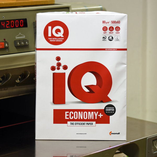 IQ economy Büropapier – DIN A3, 80g, weiß, Paket 500 Blatt