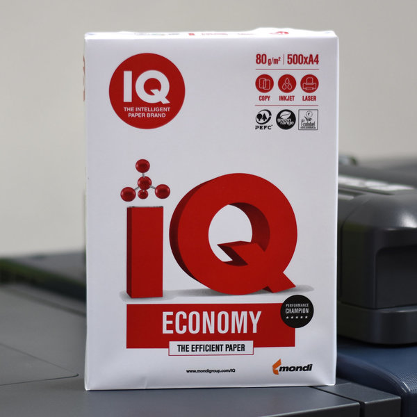 IQ economy Büropapier – DIN A4, 80g, weiß, Paket 500 Blatt